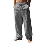 Pantaloni Lino Uomo Estivi Lunghi Eleganti Pantaloni Spiaggi Elastico In Vita Leggeri Firmati Taglie Forti Pantalaccio Baggy Cotone E Lino Pantalone Palazzo Con Tasche E Coulisse Per Il Tempo Libero