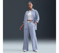 Pantaloni loose fit a righe a vita media Nike Chill Poplin - Donna - Blu S (IT 40-42)