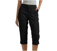 Pantaloni lunghi al ginocchio, da donna, a blocchi di colore, a maniche corte, con colletto a risvolto e dettagli a bottone, casual, comodo, per vacanze e tutti i giorni, con gel