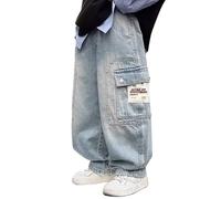 Pantaloni Lunghi Casual per Ragazzi Y2K Streetwear a Gamba Larga Pantalone Hip Hop Bambini Preppy Scuola Atletica Leggeri con vestibilità Elastico in Vita 3-15 Anni