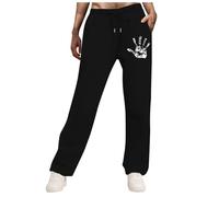 Pantaloni lunghi da jogging per Halloween, da uomo, per il tempo libero, casual, con palme degli occhi, stampa teschio, pantaloni sportivi con coulisse, pantaloni harem, Nero 1, L
