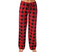 Pantaloni lunghi da pigiama da donna, a quadretti, in cotone, morbidi e | Pantaloni da pigiama, vita elasticizzata, con coulisse, gamba larga, per il tempo libero, per tutti i giorni