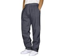 Pantaloni lunghi da uomo, facili da stirare, per il tempo libero, leggeri, estivi, da spiaggia, da yoga, con tasche, elastico in vita bianca, da uomo in lino, #1-gy1, S