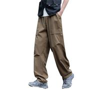 Pantaloni lunghi da uomo in lino, casual, in lino, leggeri, per il tempo libero, con coulisse, in cotone, pantaloni da uomo, #4-caffè, XXL