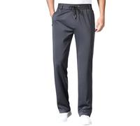 Pantaloni lunghi da uomo in lino, leggeri, pantaloni estivi in cotone, con coulisse e tasche, pantaloni chino bianchi da uomo, slim fit, #2-grigio scuro, L