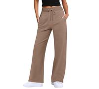 Pantaloni lunghi da yoga, a gamba larga, morbidi, leggeri, da jogging, a vita alta, comodi, per il tempo libero, elastici, per il tempo libero, con tasche e coulisse, caffè, L