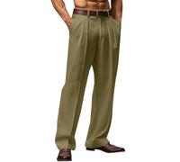 Pantaloni lunghi in lino, da uomo, per il tempo libero, vestibilità comoda, pieghettata, gambe dritte, da uomo, in cotone, lino, autunno, inverno, per la transizione, ufficio, da lavoro, da lavoro