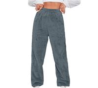 Pantaloni lunghi in pile da donna, invernali, caldi e comodi | Pantaloni da pigiama in flanella, morbidi, con elastico in vita, gamba larga, per tutti i giorni