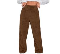 Pantaloni lunghi in pile da donna, invernali, caldi e comodi | Pantaloni da pigiama in flanella, morbidi, con elastico in vita, gamba larga, per tutti i giorni