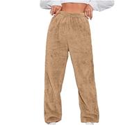 Pantaloni lunghi in pile da donna, invernali, caldi e comodi | Pantaloni da pigiama in flanella, morbidi, con elastico in vita, gamba larga, per tutti i giorni