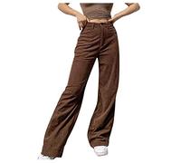 Pantaloni lunghi in velluto a coste da donna, pantaloni dritti da donna, a vita alta, con lacci di grandi dimensioni, per pantaloni pieghevoli, loungewear per esterni, gamba larga, a portafoglio