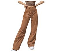 Pantaloni lunghi in velluto a coste da donna, pantaloni dritti da donna, a vita alta, con lacci di grandi dimensioni, per pantaloni pieghevoli, loungewear per esterni, gamba larga, a portafoglio