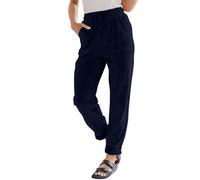 Pantaloni lunghi in velluto a coste per donna, pantaloni a portafoglio da donna, con lacci, casual, con tasche, tinta unita, gamba dritta, giornaliera, loungewear per esterni e slacks XXXL, navy, XL