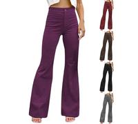Pantaloni lunghi in velluto a coste per donna, pantaloni larghi da donna, fluidi chic ed eleganti, a vita alta, gamba svasata multiuso a portafoglio per travestimenti, tinta unita loungewear Baggy