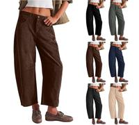 Pantaloni lunghi in velluto a costine per donna, pantaloni larghi da donna 7/8, lacci tinta unita per travestimenti di taglia media abbigliamento casual gamba larghezza con tasche loungewear