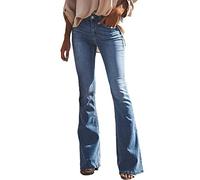 Pantaloni Lunghi Vita Bassa Donna Jeans a Zampa Bootcut Pantaloni A Zampa D'Elefante Elasticizzati Slim Fit Pantaloni Flare Casuale Strappati Buco Denim Pantaloni Vintage Pantaloni a Gamba Larga S