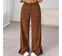 Pantaloni maxi larghi e diritti in velluto a coste casual e alla moda da donna per l'autunno/inverno L,M,S,XLTessuto