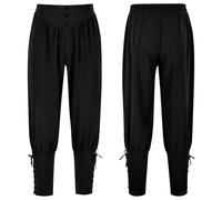Pantaloni medievali da uomo, vintage, per il tempo libero, con tasche, pantaloni da pirata rinascimentali, cosplay, costume da uomo, lunghi e larghi con elastico in vita, in lino, abbigliamento