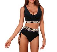 Pantaloni mestruali per le donne che nuotano controllo della pancia a vita alta 4 strati bikini a tenuta stagna costumi da bagno mestruali pantaloni colorati a righe slip mestruali cravatta laterale