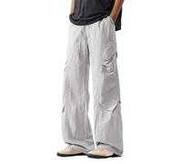 Pantaloni Militari con Tasconi Cargo Elastico Bodybuilding Internamente Felpato Wide Acetato 4XL Garzato Caviglie Tirolesi Completo Cerniere Scheletro Bassi Anziano Tante Flare Doppio
