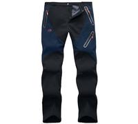 Pantaloni Militari da Uomo Impermeabili Tactical Pantaloni Cargo Outdoor con Tasche con Zip Uomini Snow Ski Outdoor Impermeabile Windproof Pile Cargo Hiking Pants-Black+Navy Blue-S