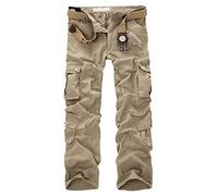 Pantaloni Mimetici Cargo Uomo con Tasche Laterali Pantaloni Camouflage Militari Tasconi Larghi Pantaloni Militare Elasticizzati Trekking Baggy Slim Oversize Classici Casual Calzoni Vintage Cachi 36