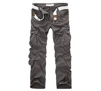 Pantaloni Mimetici Cargo Uomo con Tasche Laterali Pantaloni Camouflage Militari Tasconi Larghi Pantaloni Militare Elasticizzati Trekking Baggy Slim Oversize Classici Casual Calzoni Vintage Grigio 40