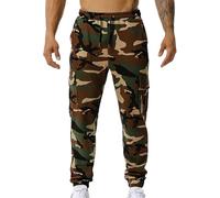 Pantaloni Mimetici da Uomo Pantaloni da Jogging con Motivo Mimetico Pantaloni da Allenamento Pantaloni Sportivi in Cotone Pantaloni da Lavoro con Stampa Mimetica con Tasche La, Green, 3XL
