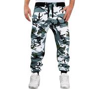 Pantaloni Mimetici da Uomo Pantaloni da Jogging con Motivo Mimetico Pantaloni da Allenamento Pantaloni Sportivi in Cotone Pantaloni da Lavoro con Stampa Mimetica con Tasche La, s01 White, 3XL