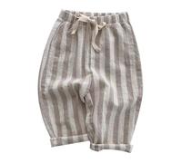 Pantaloni minimalistici a strisce per bambini Pantaloni quotidiani con vita elastica, grigio., 0-3 Mesi