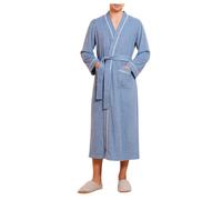 Pantaloni morbidi del pigiama dell'accappatoio dell'hotel della luce dell'abito del kimono della stazione termale quadrata, Blu, XL