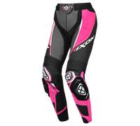Pantaloni moto in pelle da donna IXON Vortex 3 nero-rosa-bianco S