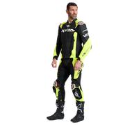 Ixon Vortex 3 Pantaloni in pelle da moto, nero-giallo, taglia M