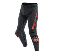 Dainese Super Speed, pantaloni in pelle 60 male Nero/Rosso Fluo