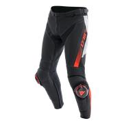 Pantaloni Moto Pelle Uomo Dainese SUPER SPEED Perforata Black/White/Red-Fluo