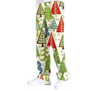 Pantaloni natalizi da uomo per il tempo libero con motivi festivi come pupazzo di neve albero di Natale per piacevoli giornate invernali, verde, L