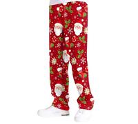 Pantaloni natalizi da uomo per il tempo libero con motivi festivi come pupazzo di neve albero di Natale per piacevoli giornate invernali, Colore: rosso, L