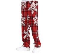 Pantaloni natalizi da uomo per il tempo libero con motivi festivi come pupazzo di neve albero di Natale per piacevoli giornate invernali, Vino, L