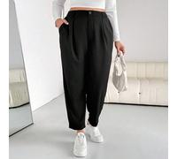 Pantaloni neri affusolati da donna taglie forti, pantaloni estivi eleganti e casual per ufficio, vacanze e lavoro, comodi e versatili per uso quotidiano 0XL,1XL,2XL,3XL,4XL,5XLTessuto intrecciato