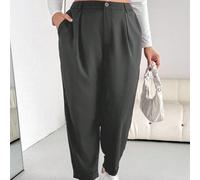 Pantaloni neri classici a vita alta, casual e comodi, adatti per tutti i giorni, versatili, stile semplice, per donne taglie forti, per primavera e autunno 0XL,1XL,2XL,3XL,4XL,5XLBlocchi di coloreTess
