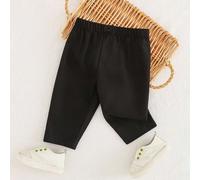 Pantaloni neri unisex per bambini, versatili e adatti per ogni occasione, indossabili in ogni stagione, con bottoni decorativi al centro anteriore per un design aggiuntivo 6-9M,9-12M,12-18M,18-24M,2-3