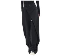 Pantaloni Palazzo Donna Pants A Gamba Larga Elegante Jeans Larghi da Donna con Cordoncino/Pulsanti Semplice Cento Asimmetrico Gamba Dritta Pantaloni Taglie Forti per Hip Pop Club Party