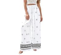 Pantaloni Palazzo fluidi Stampati - Stile Boho, Tessuto Leggero, Ideali per Vacanze e Mare, Look Romantico e Fresco