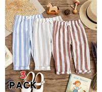 Pantaloni per bimbi piccoli a tinta unita e a righe 6-9M,9-12M,12-18M,18-24M,2-3YA striscePoliestere