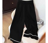 Pantaloni per capri Donna Vita, Gamba Larga, Elasticizzati Pantaloni(Black L)