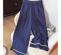 Pantaloni per capri Donna Vita, Gamba Larga, Elasticizzati Pantaloni(Navy Blue 3XL)