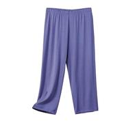 Pantaloni per il tempo libero, da donna, estivi, in stile thin home, taglie forti, a vita alta, Blu marino, XXL