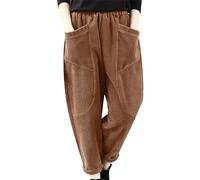 Pantaloni per il tempo libero da donna, invernali, in corda, in cotone, a gamba larga, comodi pantaloni harem, pantaloni larghi da palazzo Y2K Streetwear, pantaloni termici Hip Hop, in tinta unita