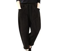 Pantaloni per il tempo libero da donna, invernali, in corda, in cotone, a gamba larga, comodi pantaloni harem, pantaloni larghi da palazzo Y2K Streetwear, pantaloni termici Hip Hop, in tinta unita