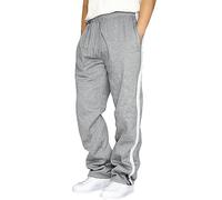 Pantaloni per il tempo libero da uomo con coulisse, in cotone elasticizzato, con strisce laterali, leggeri, per tutte le stagioni, traspiranti, leggeri, Gy1, L